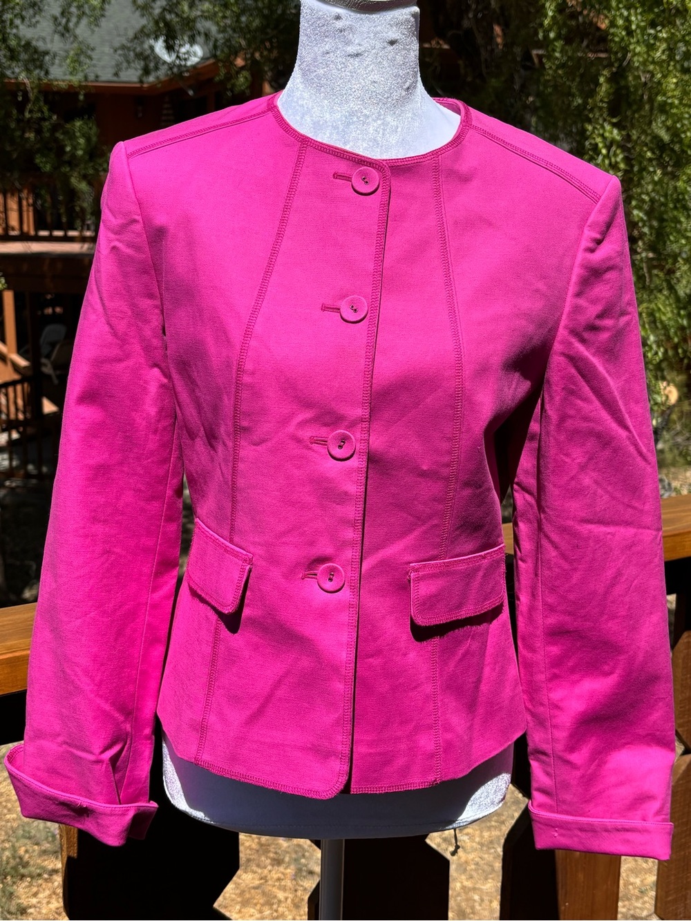 Calvin Klein stretch Bright Fuchsia Button Front Blazer